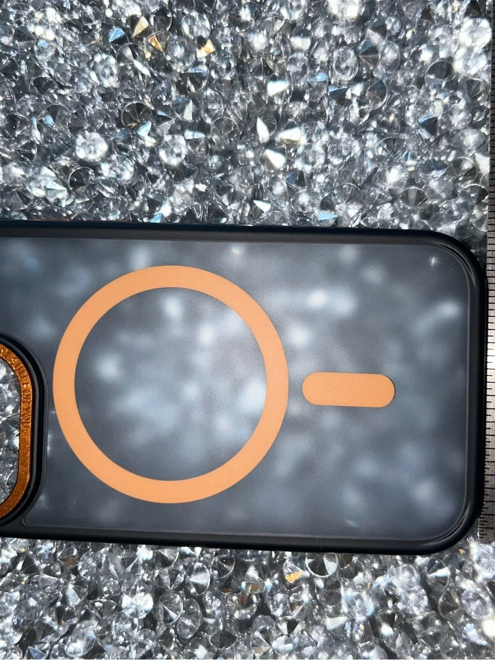 iPhone 15 pro MagSafe Compatible Phone Case - Black with Orange Accents